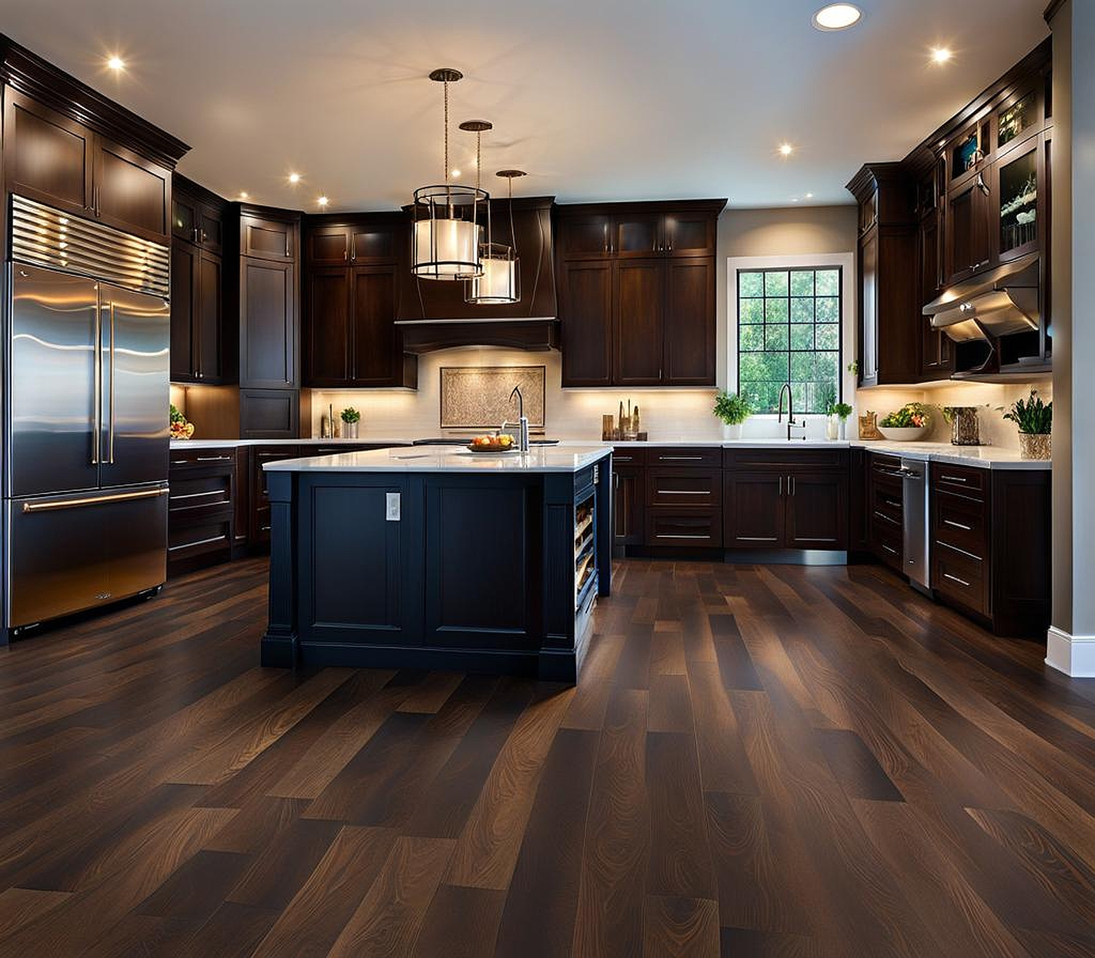 Flooring Ideas Enhance Kitchen Dark Cabinets - Designredig.com